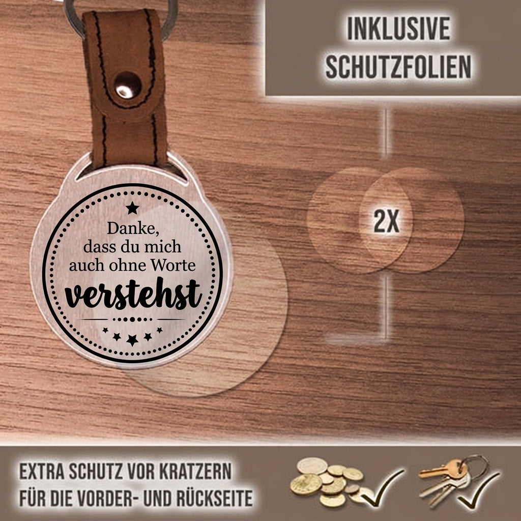 Personalisierter Foto-Schlüsselanhänger "Danke, dass du mich auch ohne Worte verstehst." Craftbrothers