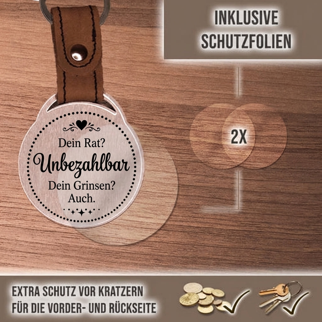 Personalisierter Foto-Schlüsselanhänger "Dein Rat? Unbezahlbar. Dein Grinsen? Auch." Craftbrothers