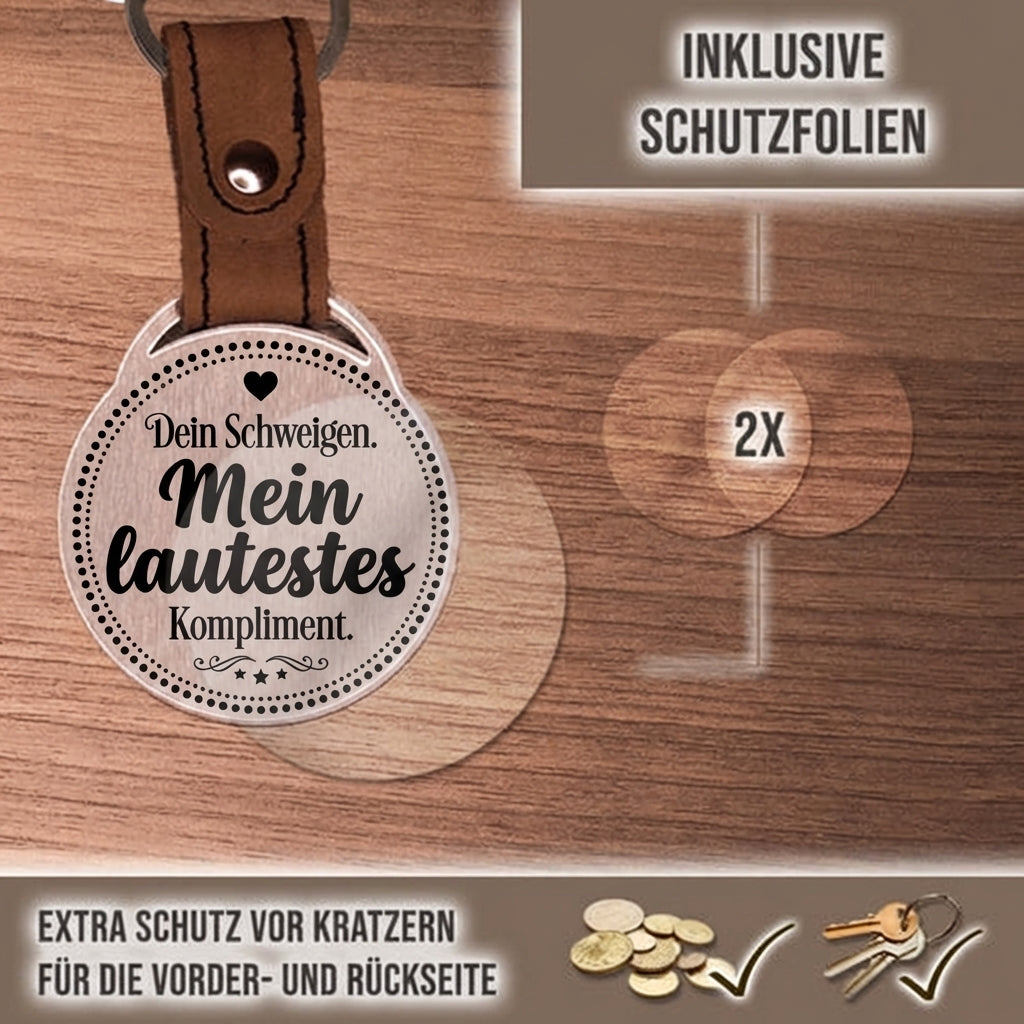 Personalisierter Foto-Schlüsselanhänger "Dein Schweigen. Mein lautestes Kompliment." Craftbrothers