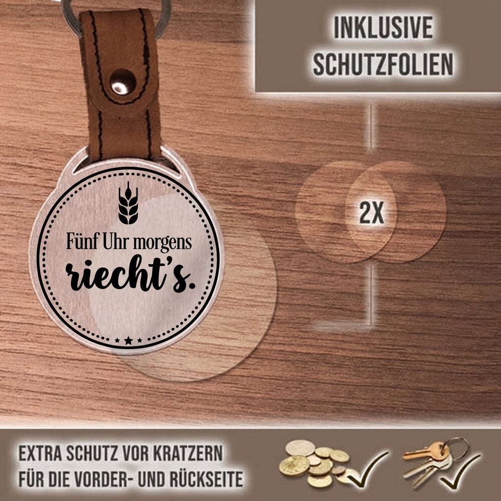 Personalisierter Foto-Schlüsselanhänger "Fünf Uhr morgens riecht's." Craftbrothers