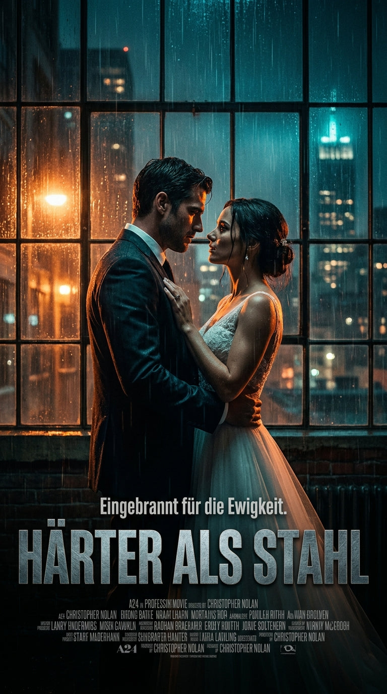 Personalisierbare Hochzeitstafel - Härter als Stahl KI