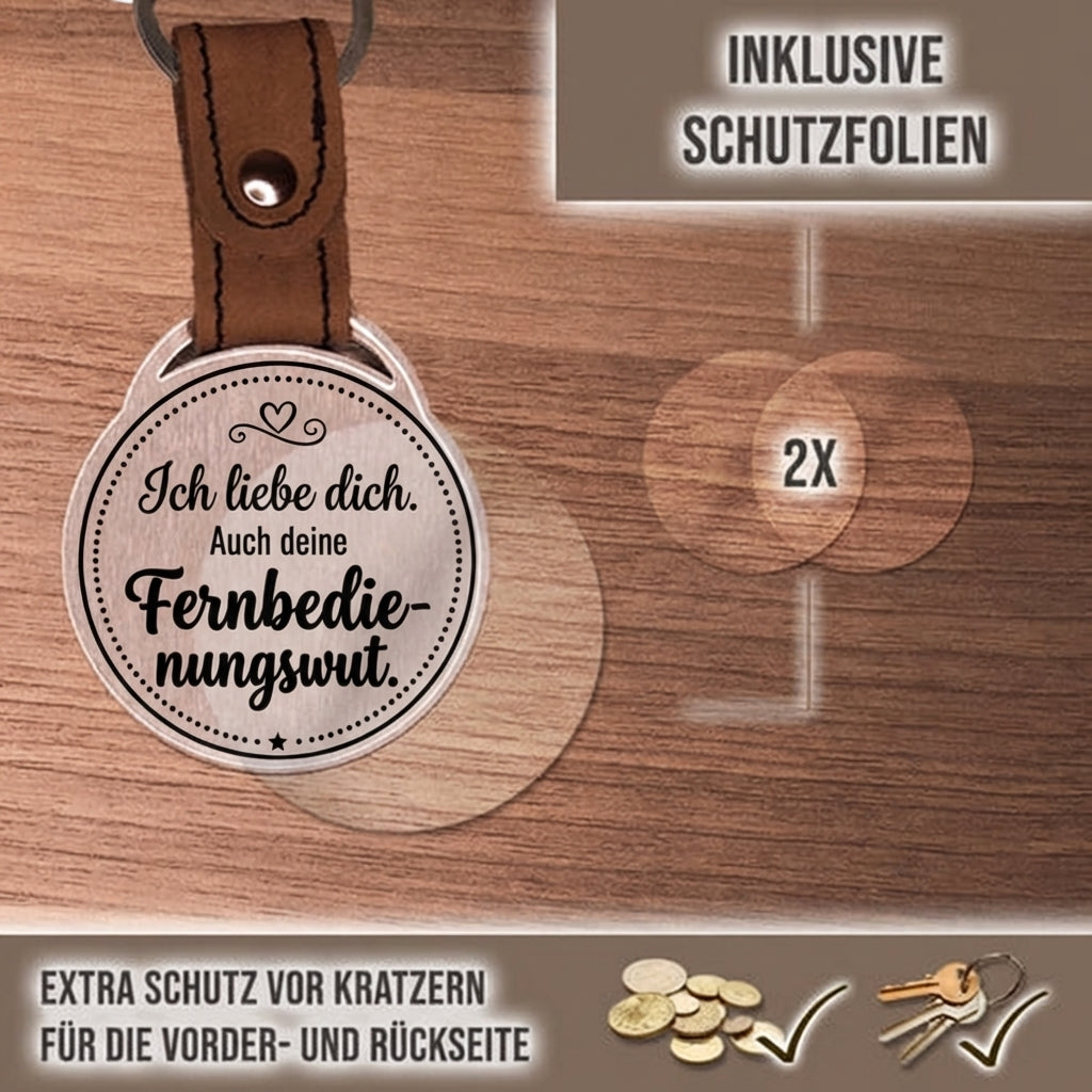 Personalisierter Foto-Schlüsselanhänger "Ich liebe dich. Auch deine Fernbedienungswut." Craftbrothers