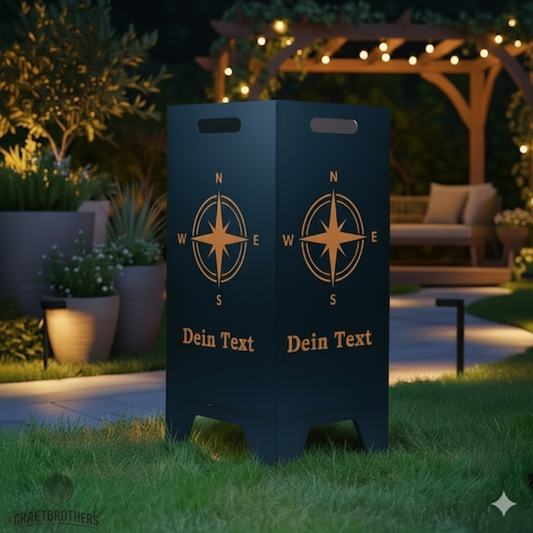 Feuertonne Kompass aus edlem Stahl