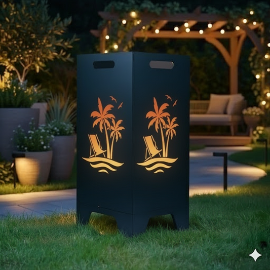 Feuertonne Palmen aus edlem Stahl