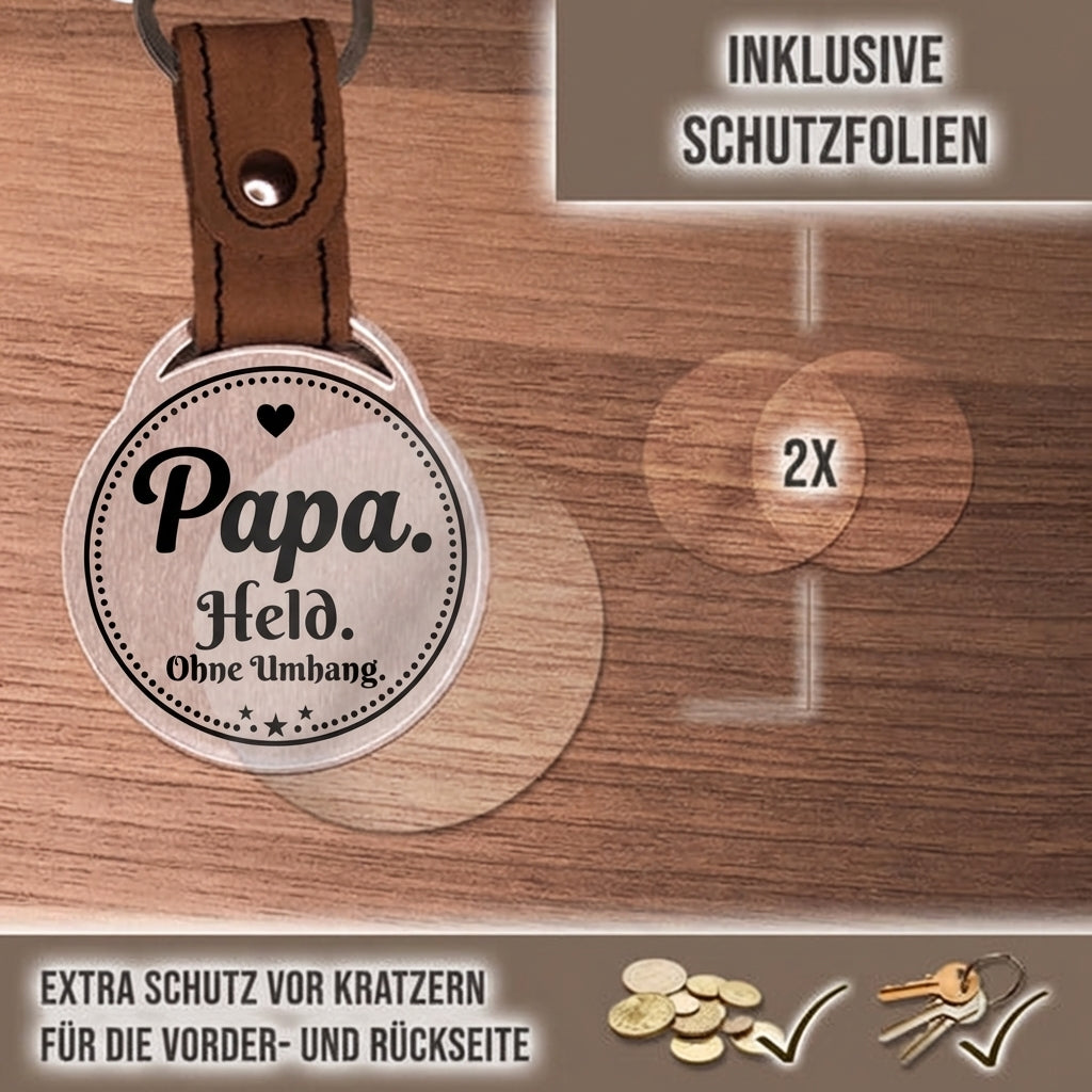 Personalisierter Foto-Schlüsselanhänger "Papa. Held. Ohne Umhang." Craftbrothers