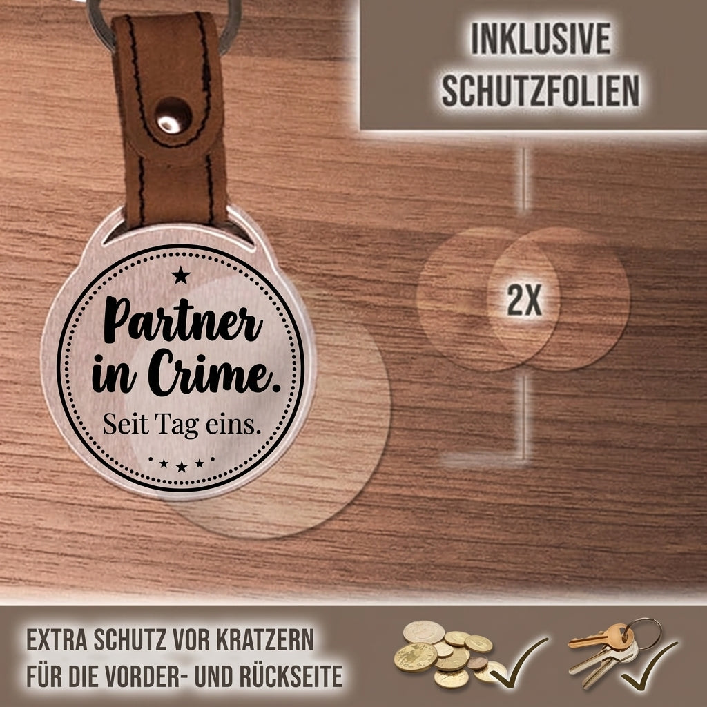 Personalisierter Foto-Schlüsselanhänger "Partner in Crime. Seit Tag eins." Craftbrothers