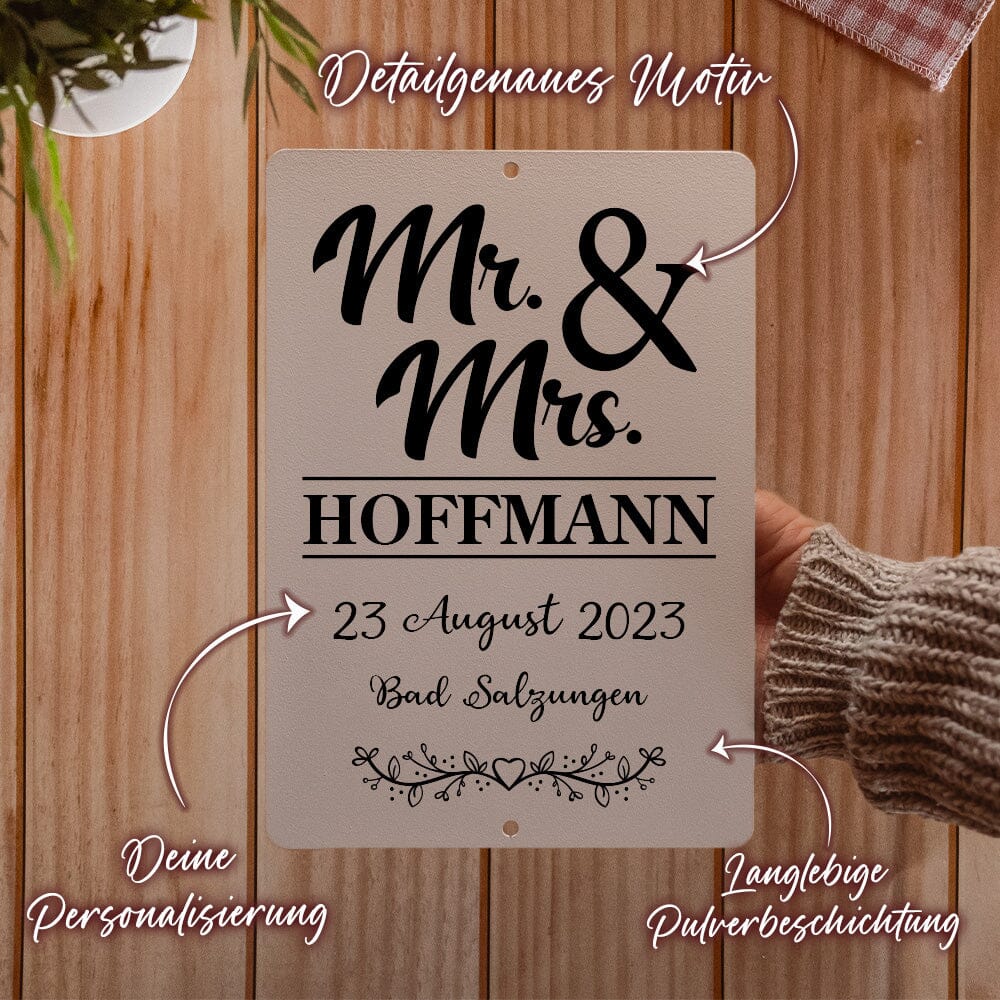 personalisierbare Tafel zur Hochzeit - Mr & Mrs Tafel Craftbrothers