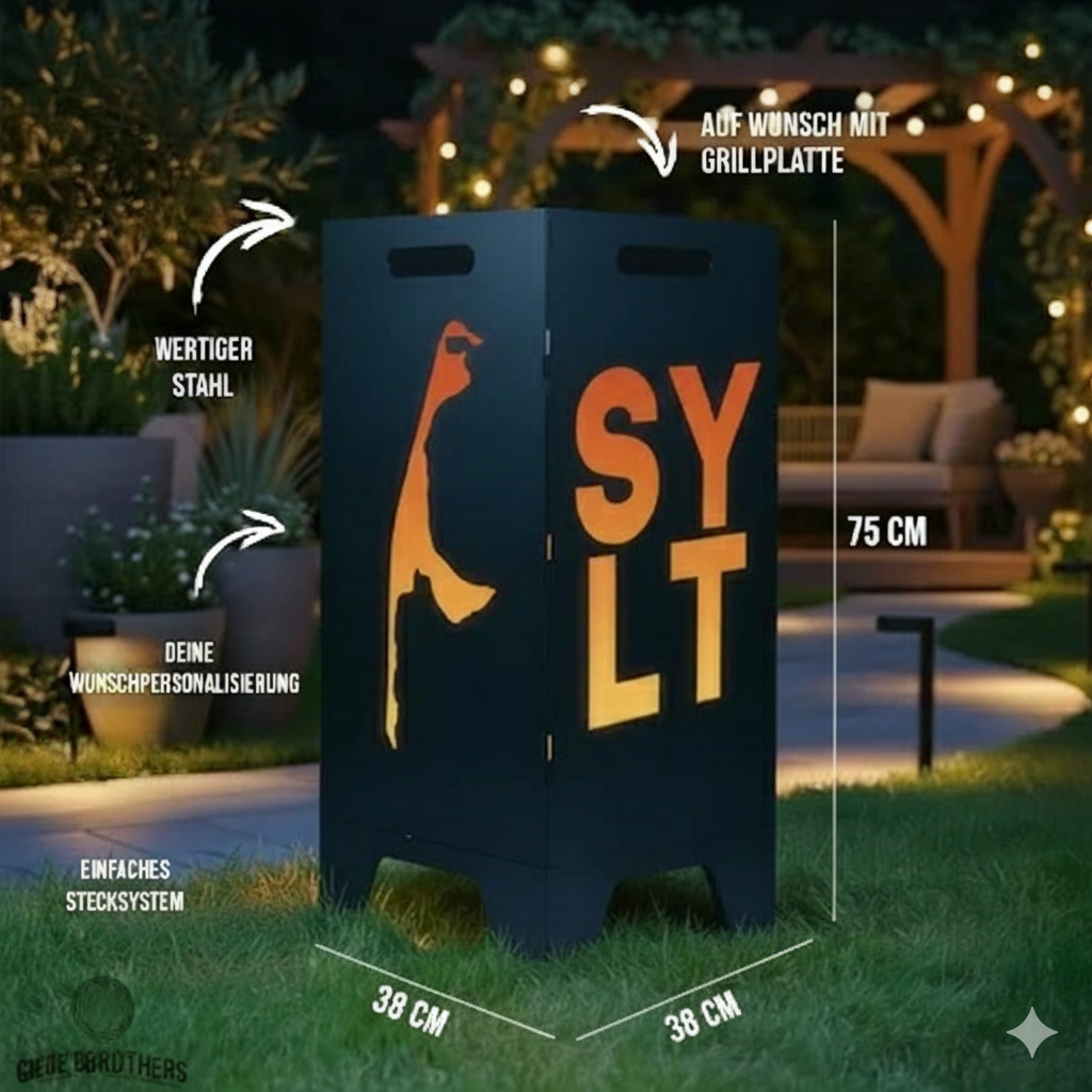 Feuertonne Sylt aus edlem Stahl