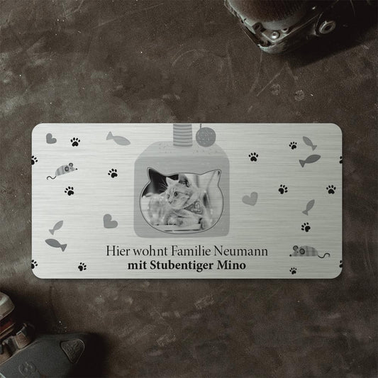 Türschild "Familie mit Katze " mit Foto Eures Stubentigers Türschilder MTM