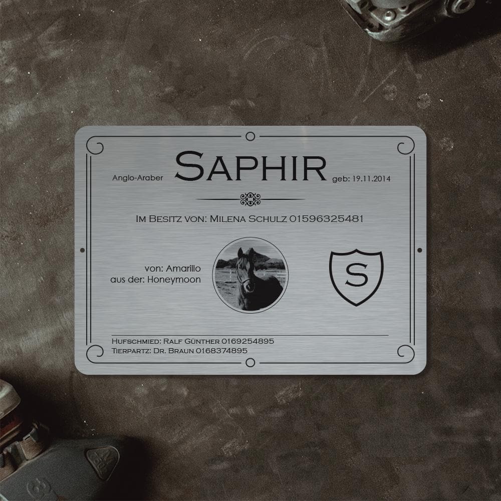 Boxenschild für Pferde "Saphir" Craftbrothers