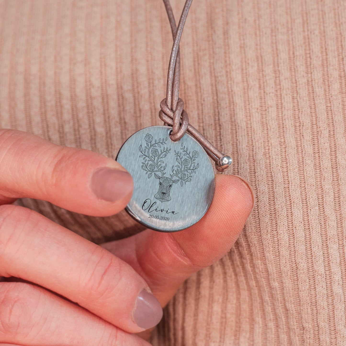 personalisierbare Halskette "Hirschgeweih" Craftbrothers
