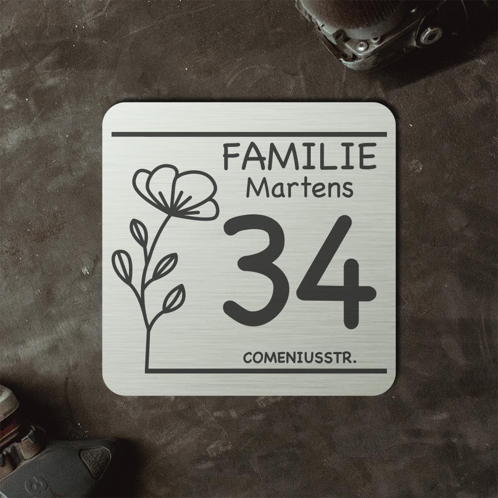 personalisierbares Türschild " Flower" im edlen Klassiklook Türschilder MTM