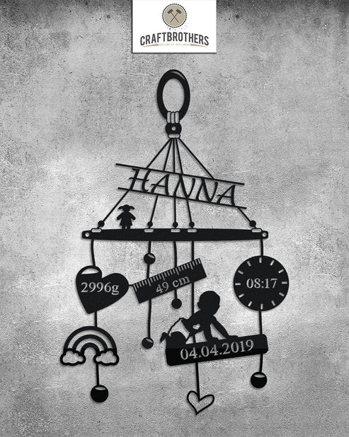 Baby-Mobile "Girls-Edition" aus edlem Stahl (personalisierbar) Craftbrothers