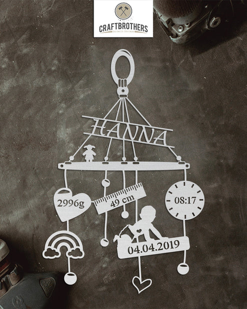 Baby-Mobile "Girls-Edition" aus edlem Stahl (personalisierbar) Craftbrothers