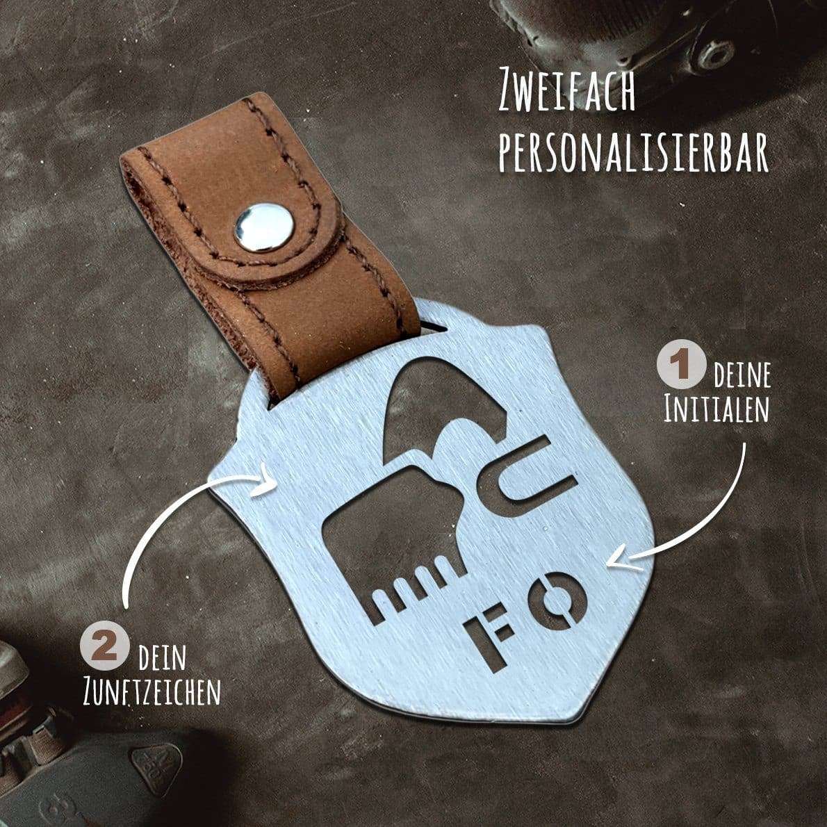 "Baggerfahrer" Personalisierbarer Laser-Schlüsselanhänger für Männer Craftbrothers