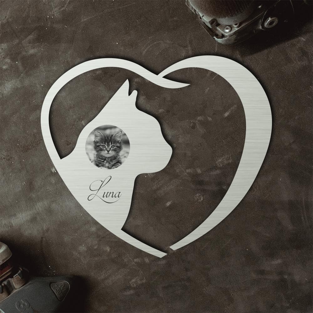Cat Heart (personalisierbar mit Gravur) Herzau