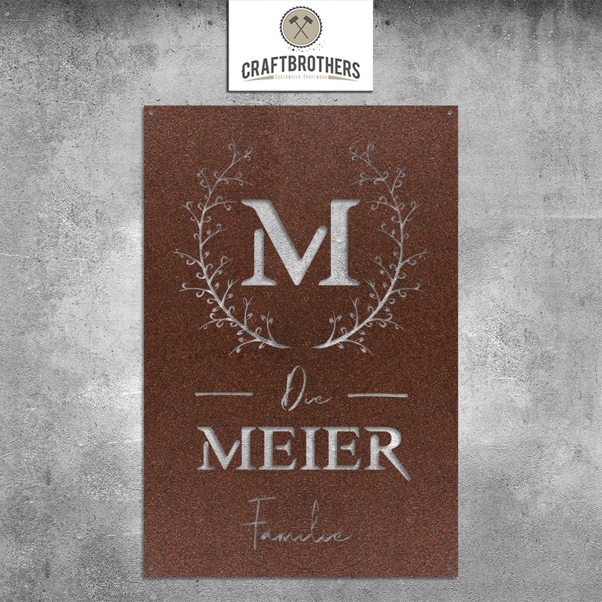 Türschild "Blumenranke" (personalisierbar) Türschilder Craftbrothers