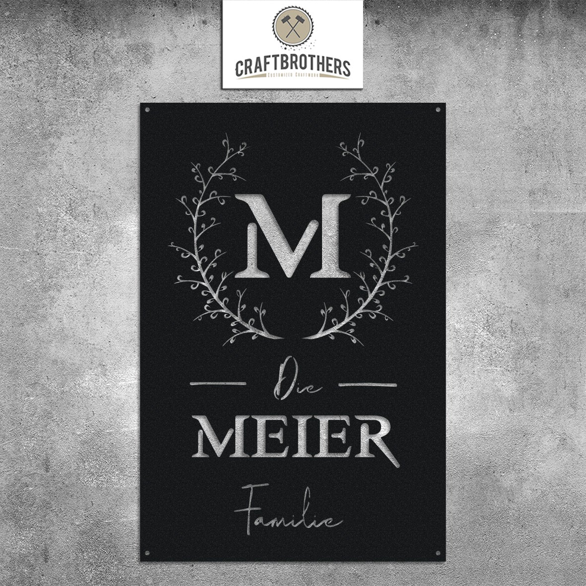 Türschild "Blumenranke" (personalisierbar) Türschilder Craftbrothers