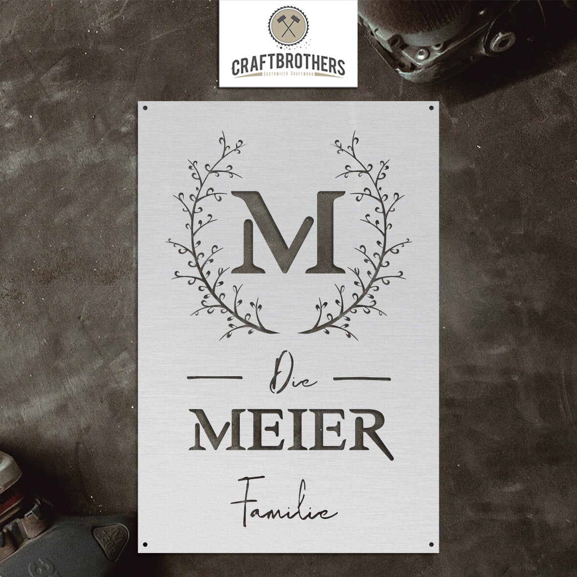 Türschild "Blumenranke" (personalisierbar) Türschilder Craftbrothers