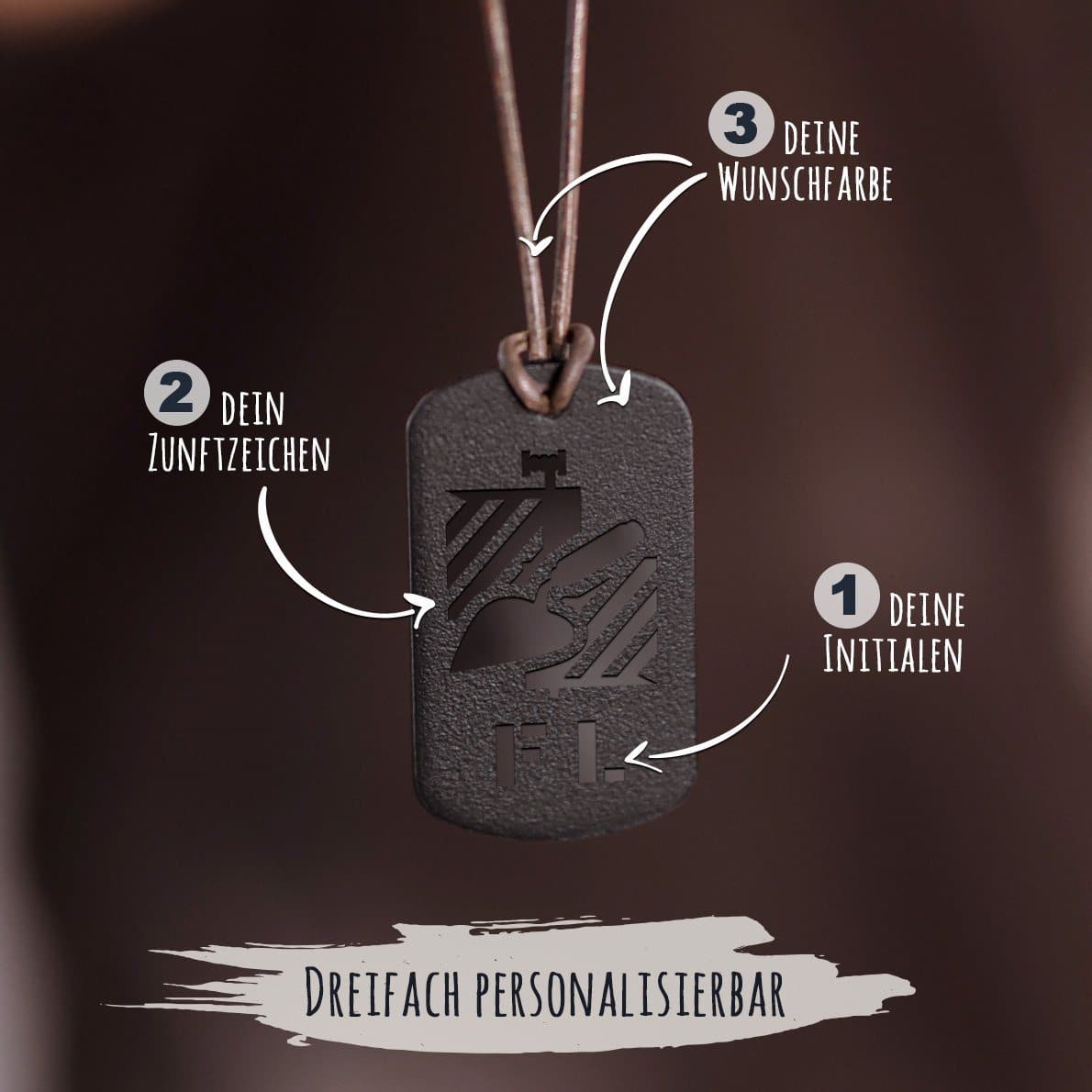 "Fliesenleger" Personalisierbare Laser-Halskette für Männer Craftbrothers