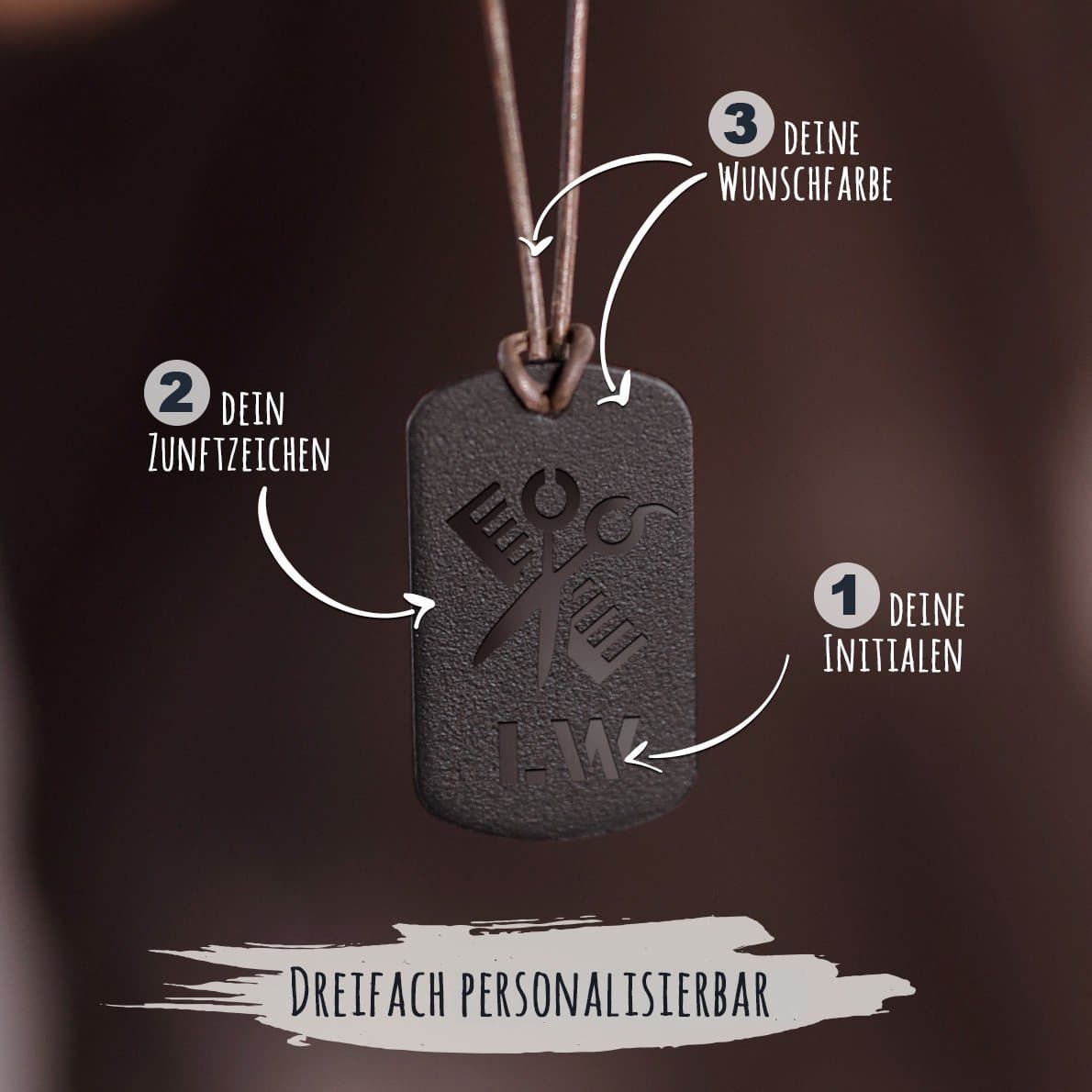 "Friseur" Personalisierbare Laser-Halskette für Männer Craftbrothers