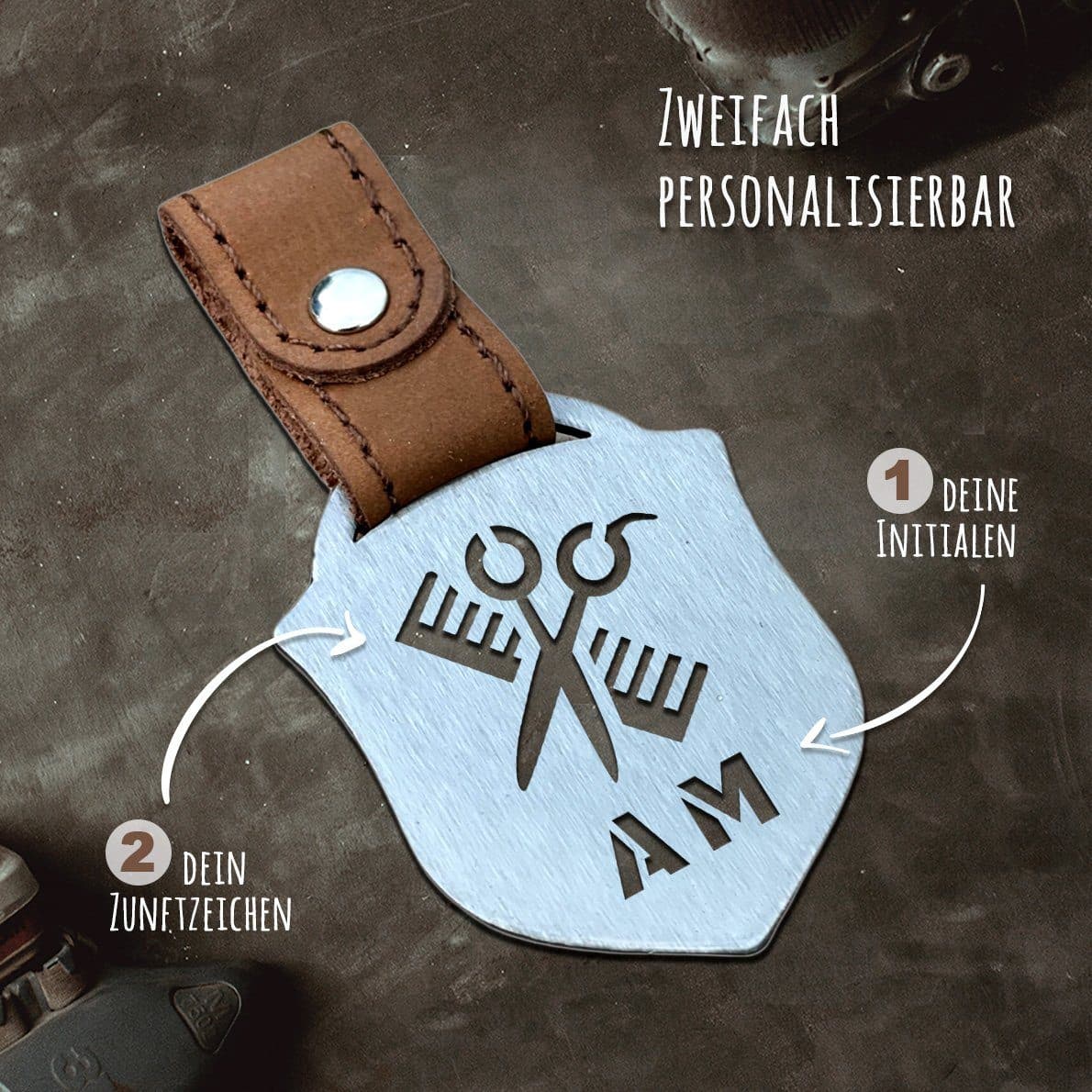 "Friseur" Personalisierbarer Laser-Schlüsselanhänger für Männer Craftbrothers