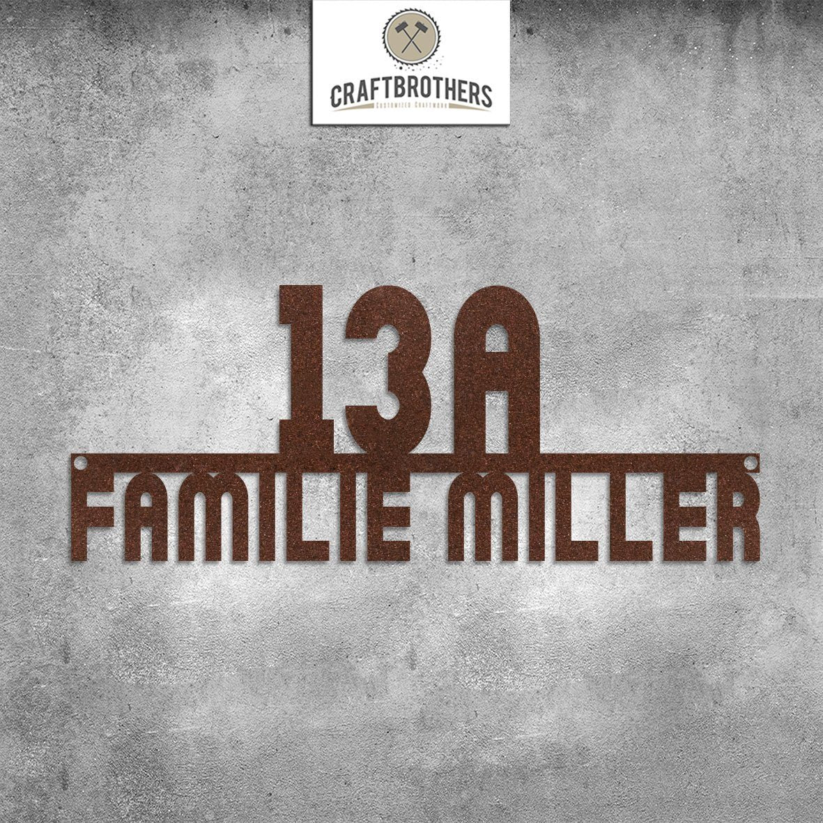 Hausnummer-Türschild "Modern" mit Familiennamen aus edlem Stahl (personalisierbar) Craftbrothers
