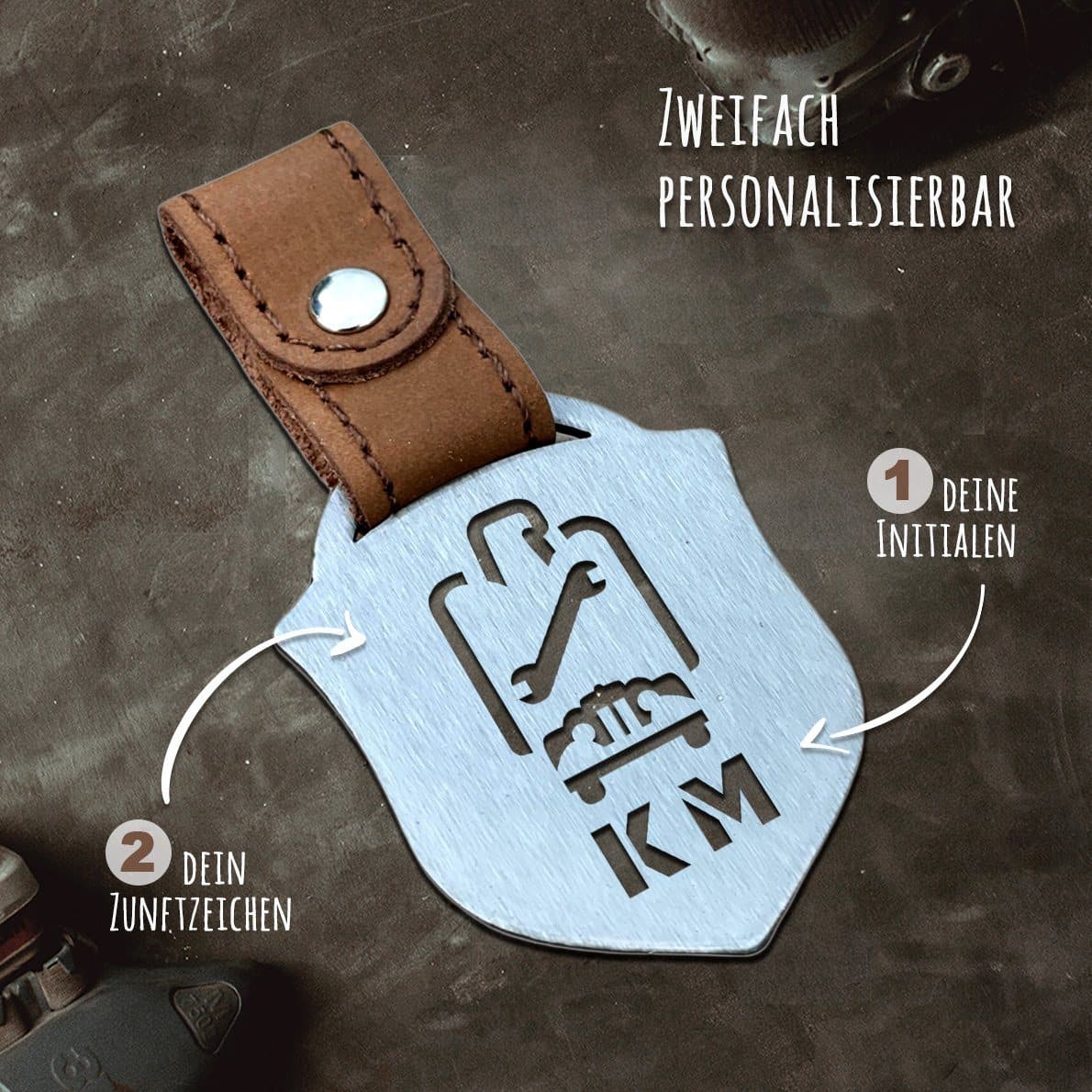 "KFZ-Mechaniker" Personalisierbarer Laser-Schlüsselanhänger für Männer Craftbrothers
