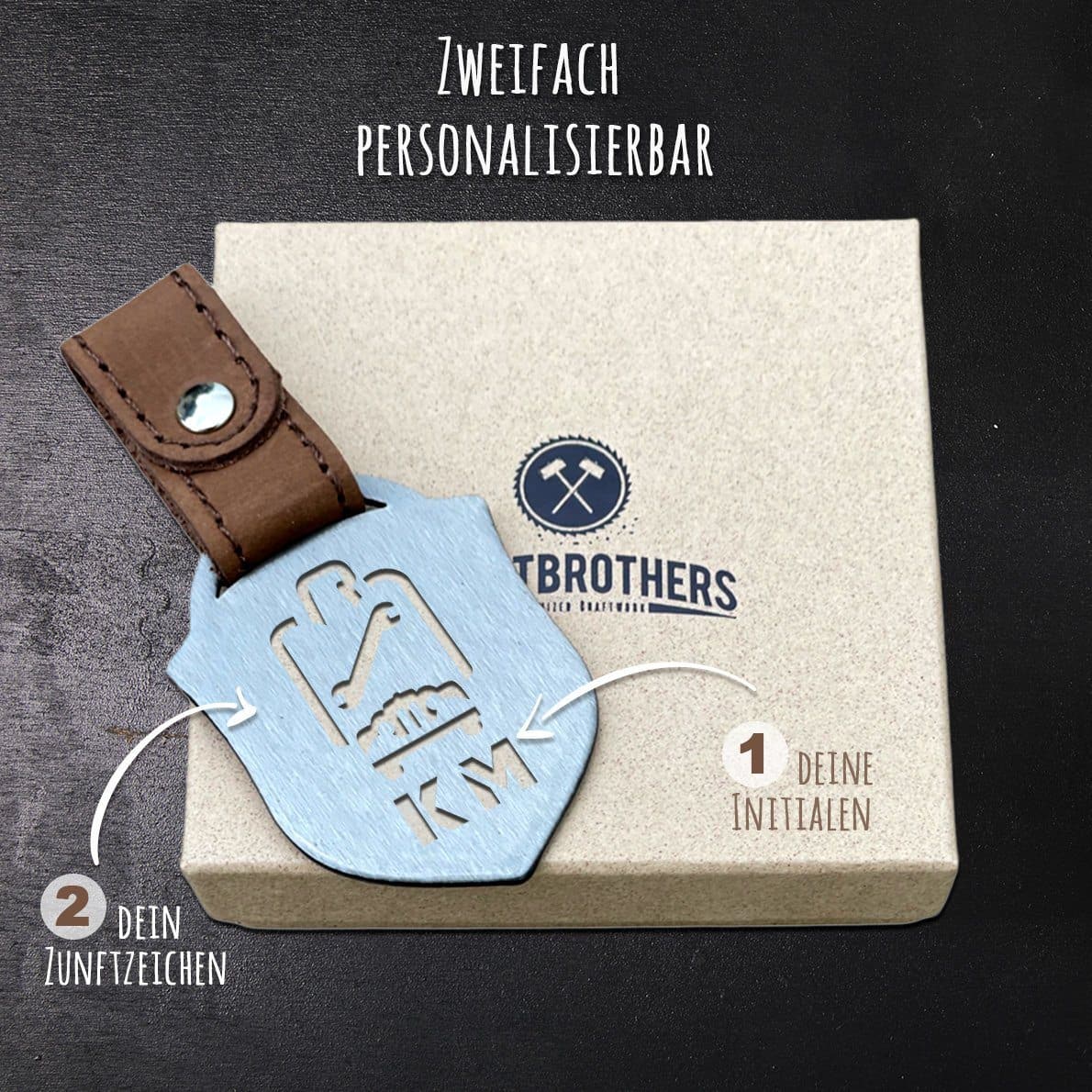 "KFZ-Mechaniker" Personalisierbarer Laser-Schlüsselanhänger für Männer Craftbrothers