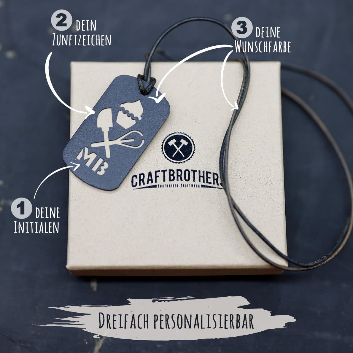 "Konditor" Personalisierbare Laser-Halskette für Männer Craftbrothers