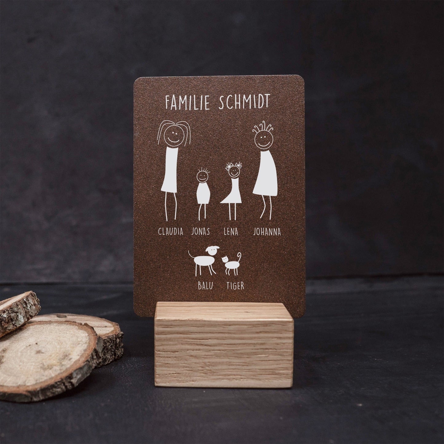 Little Message - Strichmännchen Familie "2 Mamas mit Sohn, Tochter, Hund & Katze" Craftbrothers