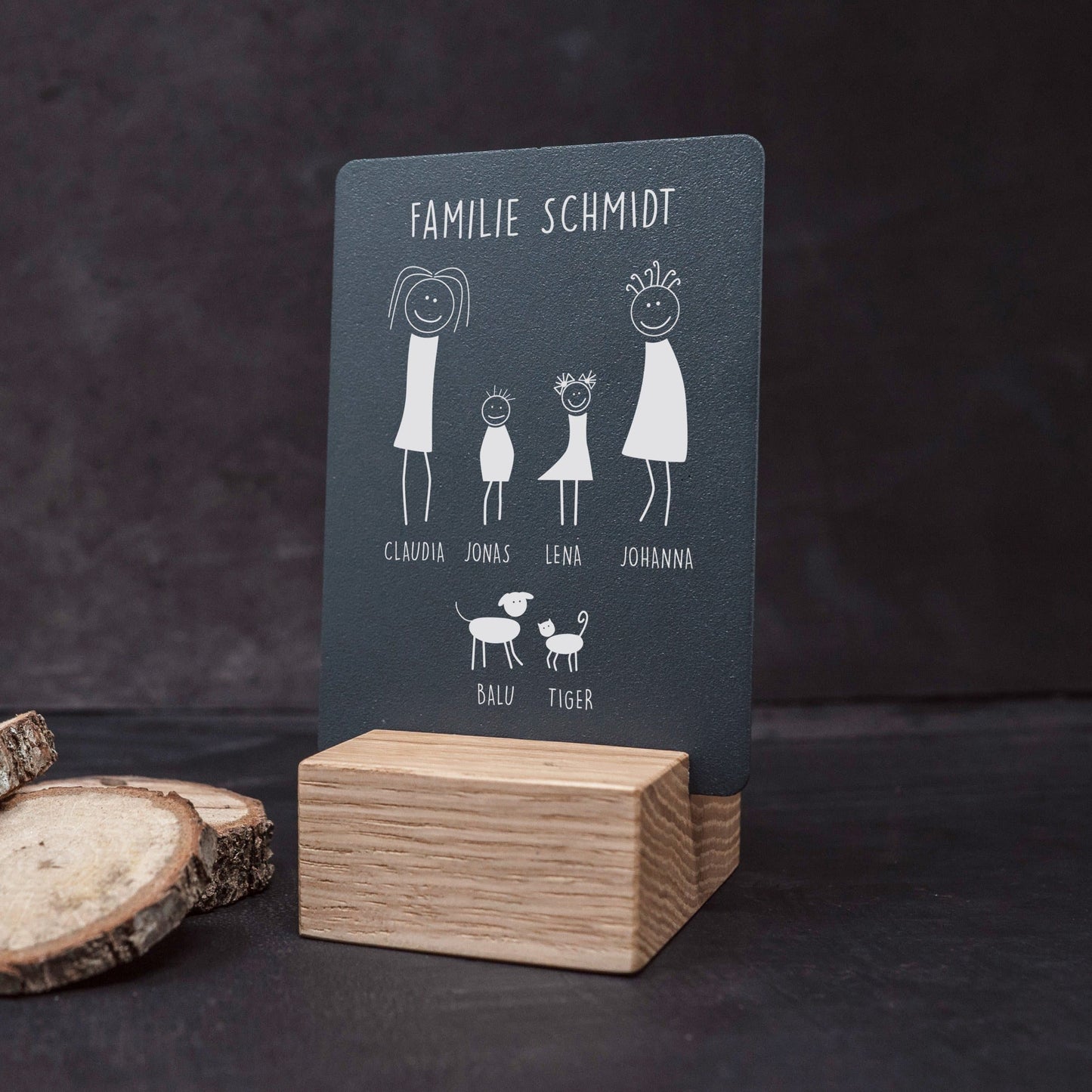 Little Message - Strichmännchen Familie "2 Mamas mit Sohn, Tochter, Hund & Katze" Craftbrothers