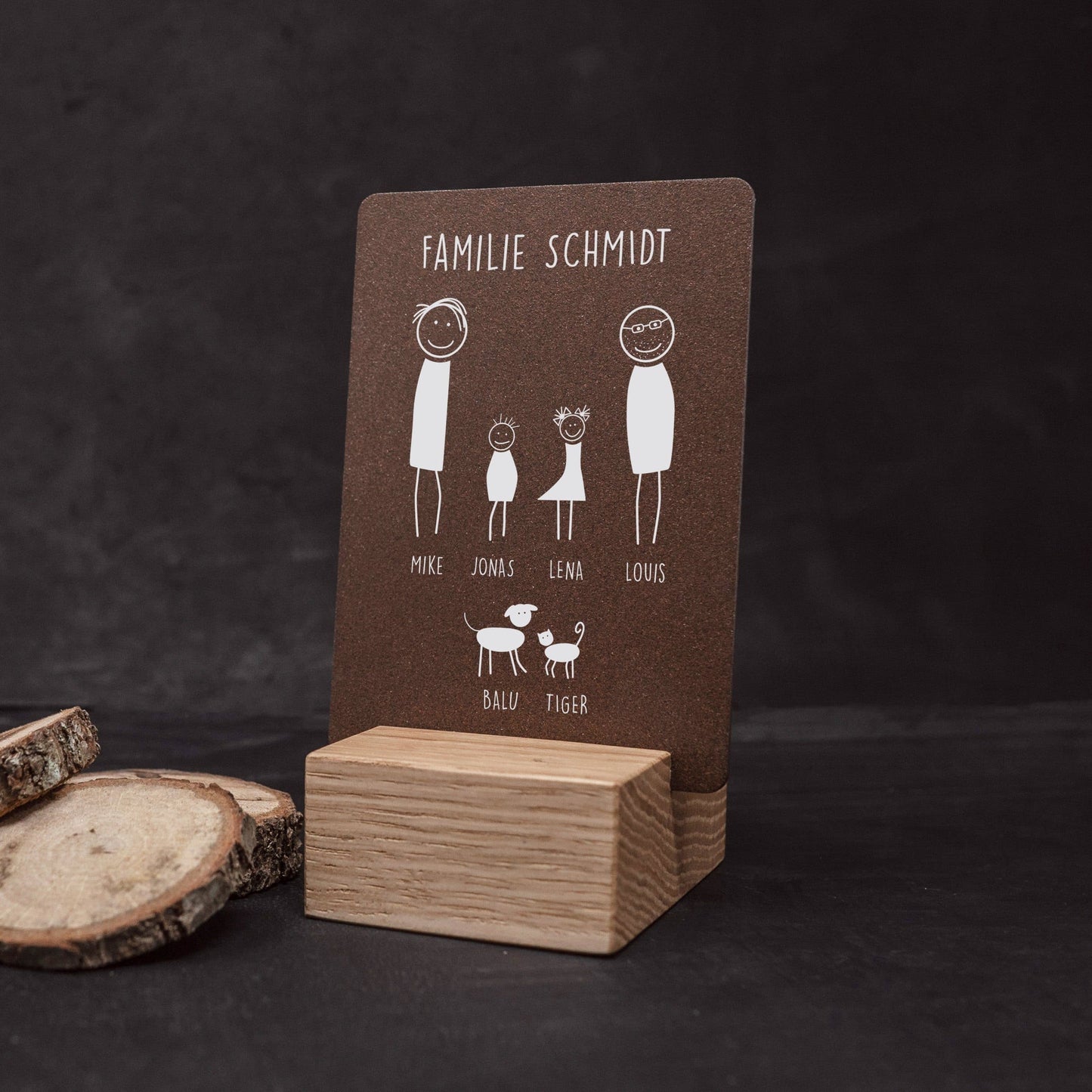 Little Message - Strichmännchen Familie "2 Papas mit Sohn, Tochter, Hund & Katze" Craftbrothers