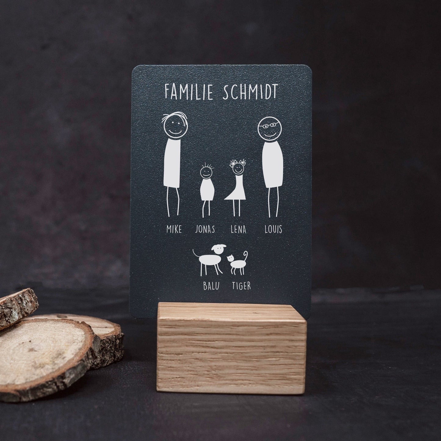 Little Message - Strichmännchen Familie "2 Papas mit Sohn, Tochter, Hund & Katze" Craftbrothers