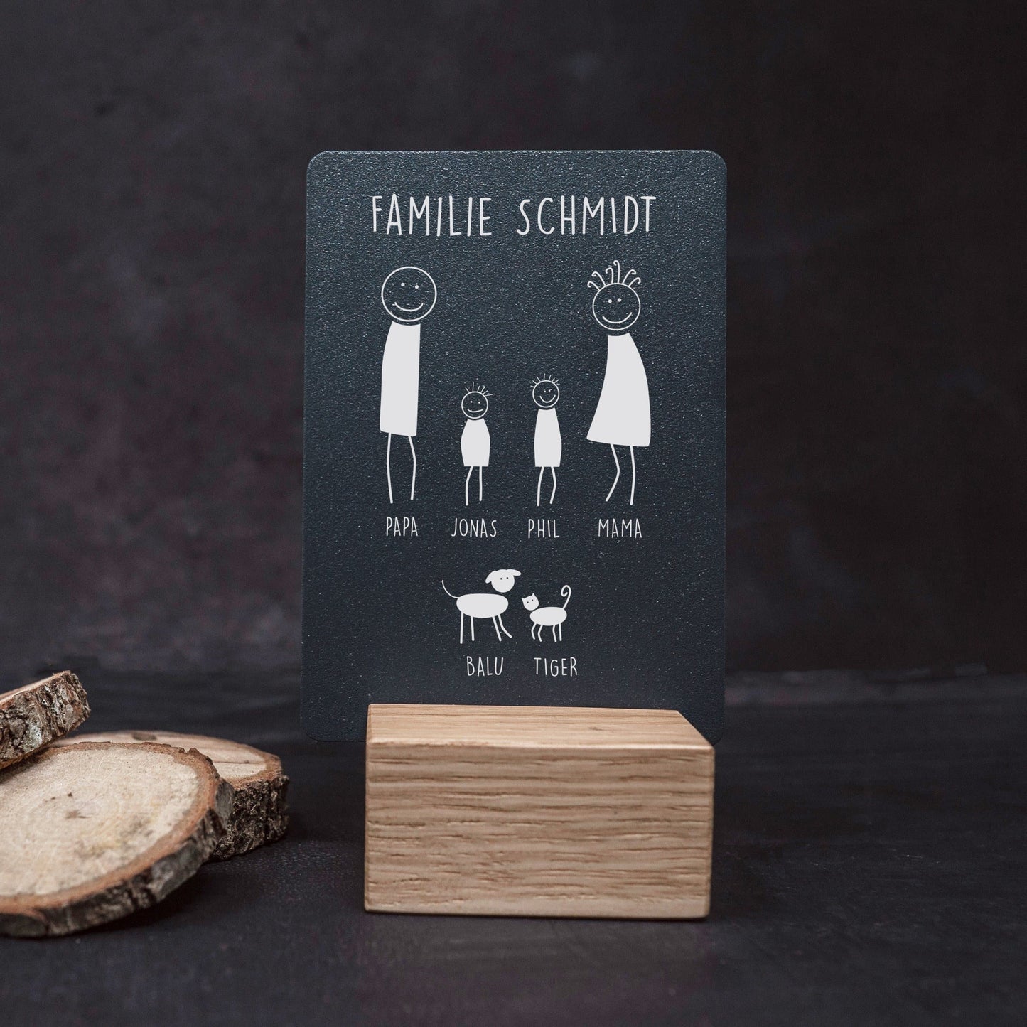 Little Message - Strichmännchen Familie "Mama, Papa, Hund & Katze mit 2 Söhnen" Craftbrothers