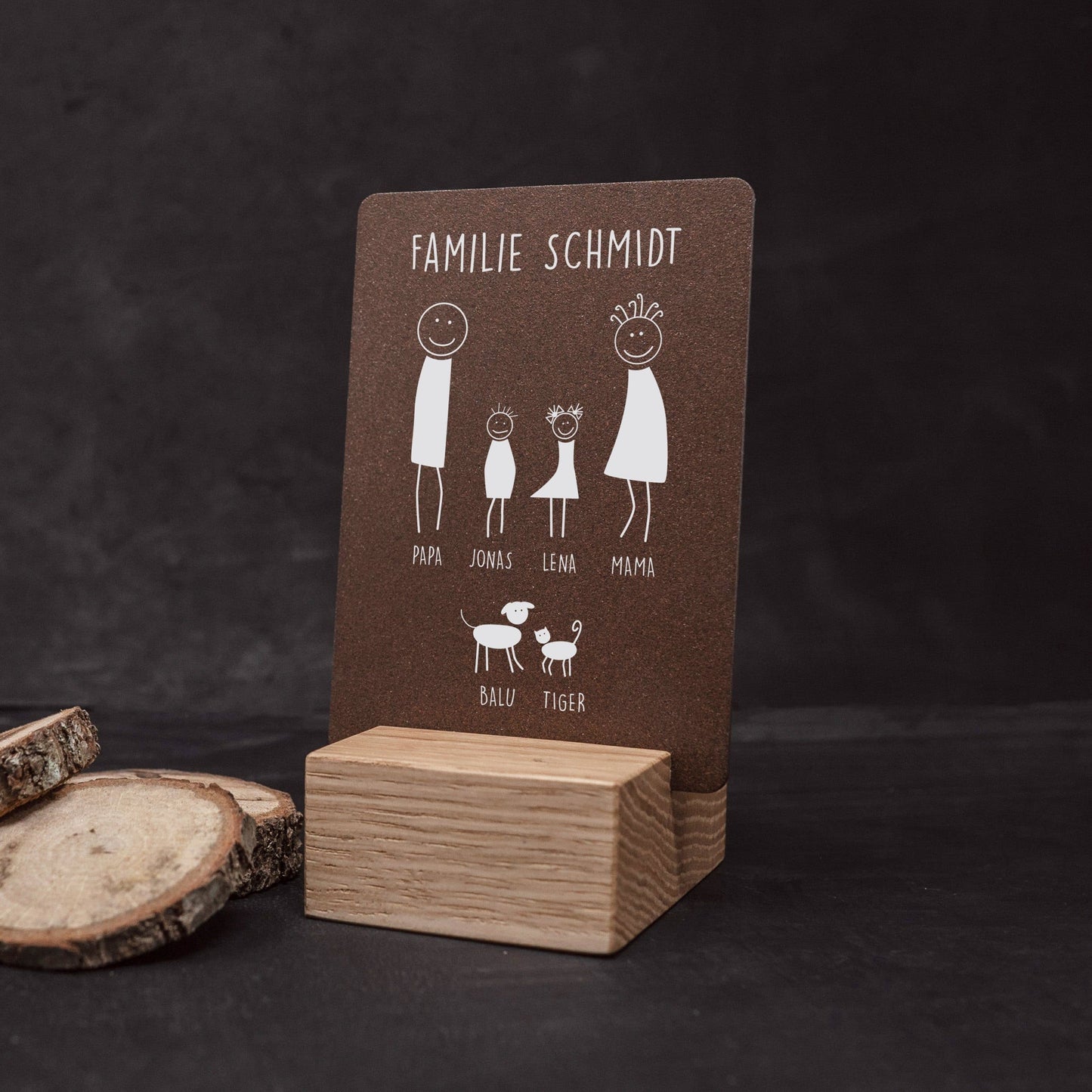 Little Message - Strichmännchen Familie "Mama, Papa, Hund & Katze mit Sohn & Tochter" Craftbrothers