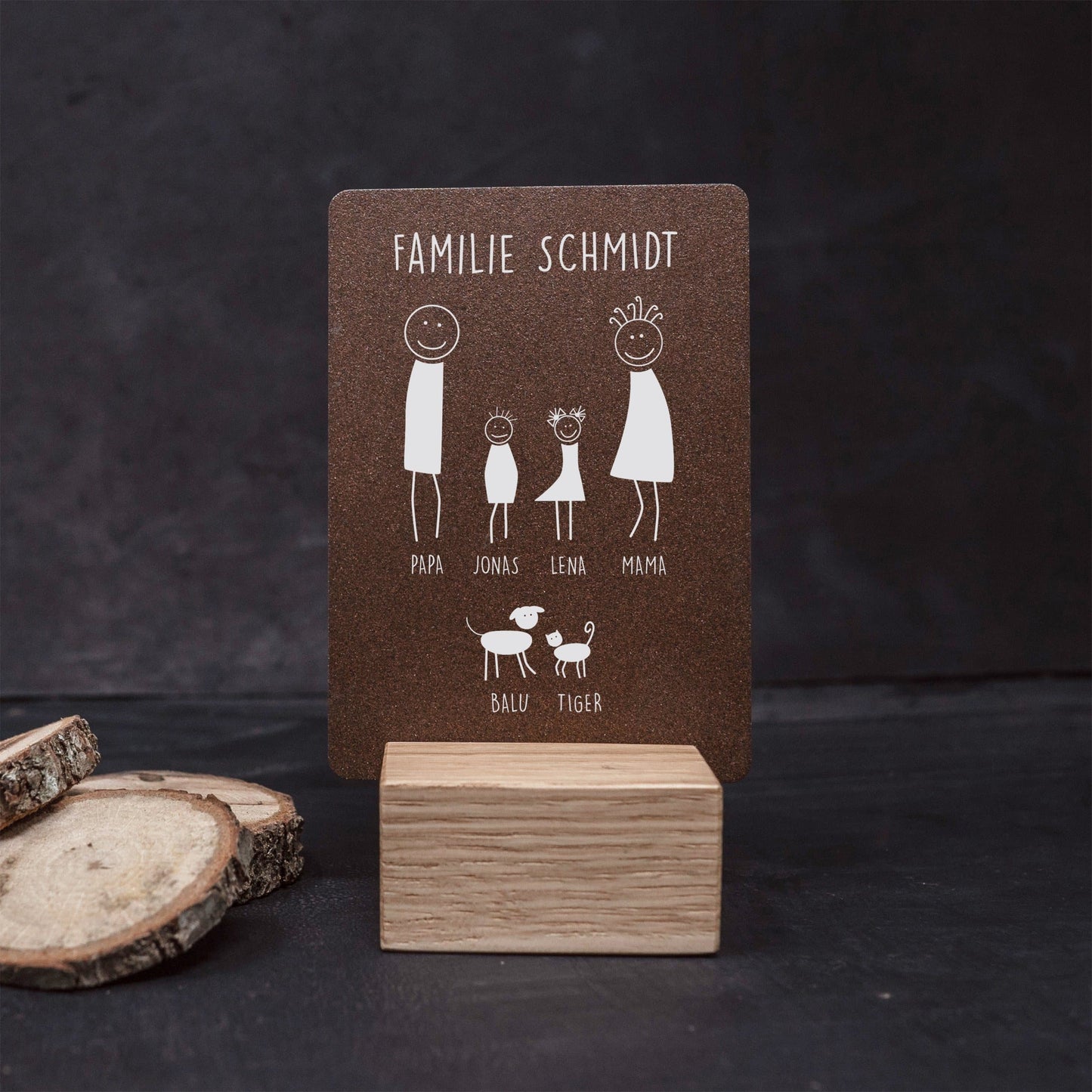 Little Message - Strichmännchen Familie "Mama, Papa, Hund & Katze mit Sohn & Tochter" Craftbrothers