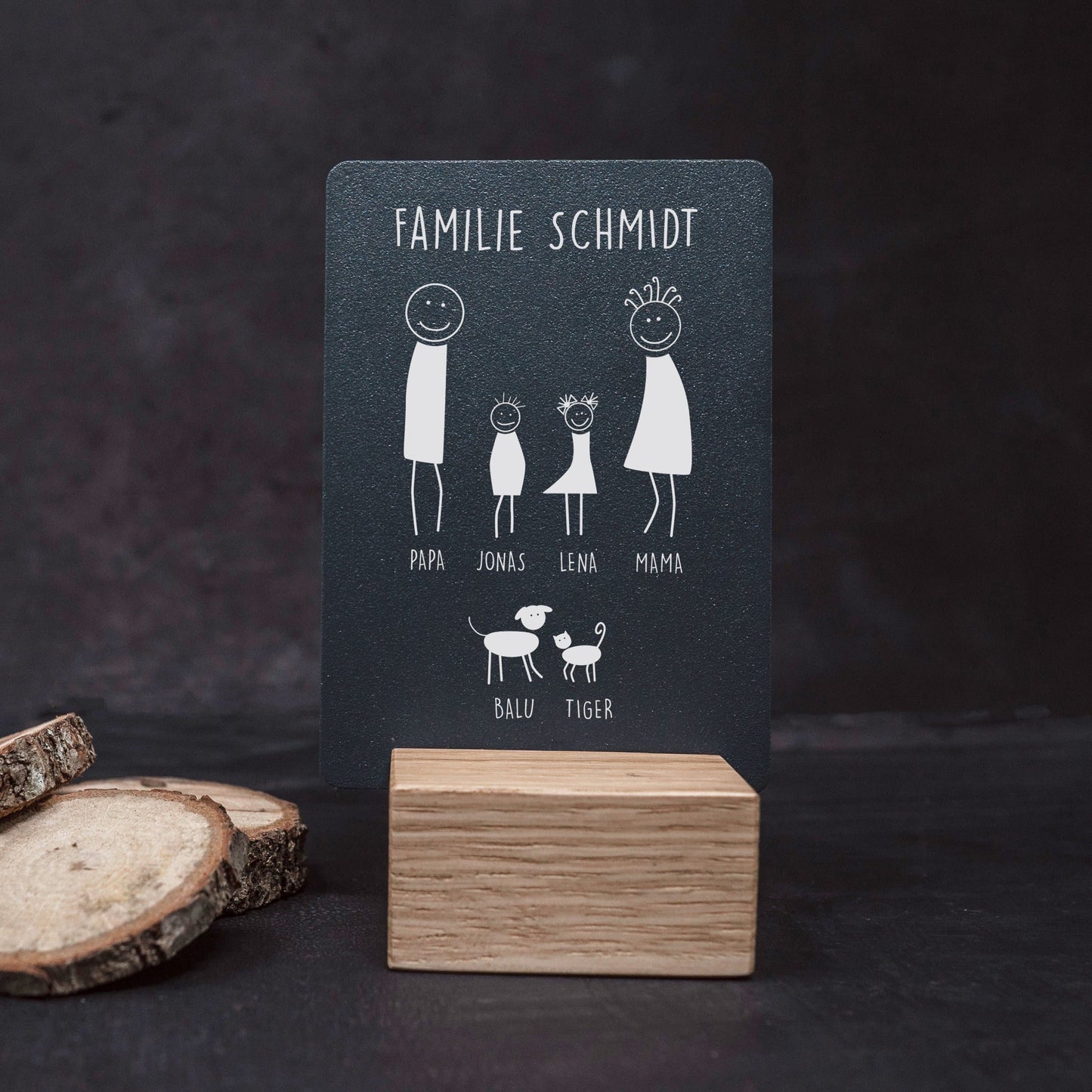 Little Message - Strichmännchen Familie "Mama, Papa, Hund & Katze mit Sohn & Tochter" Craftbrothers