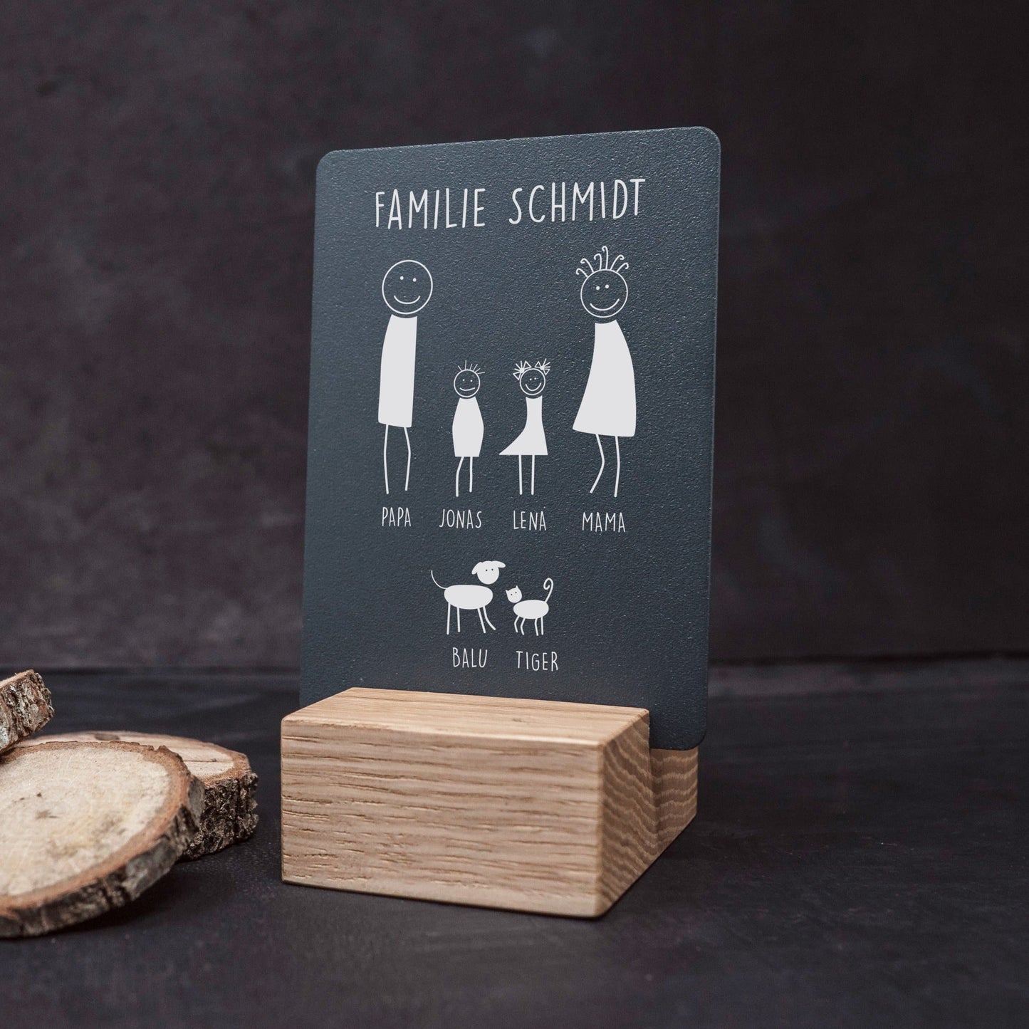 Little Message - Strichmännchen Familie "Mama, Papa, Hund & Katze mit Sohn & Tochter" Craftbrothers