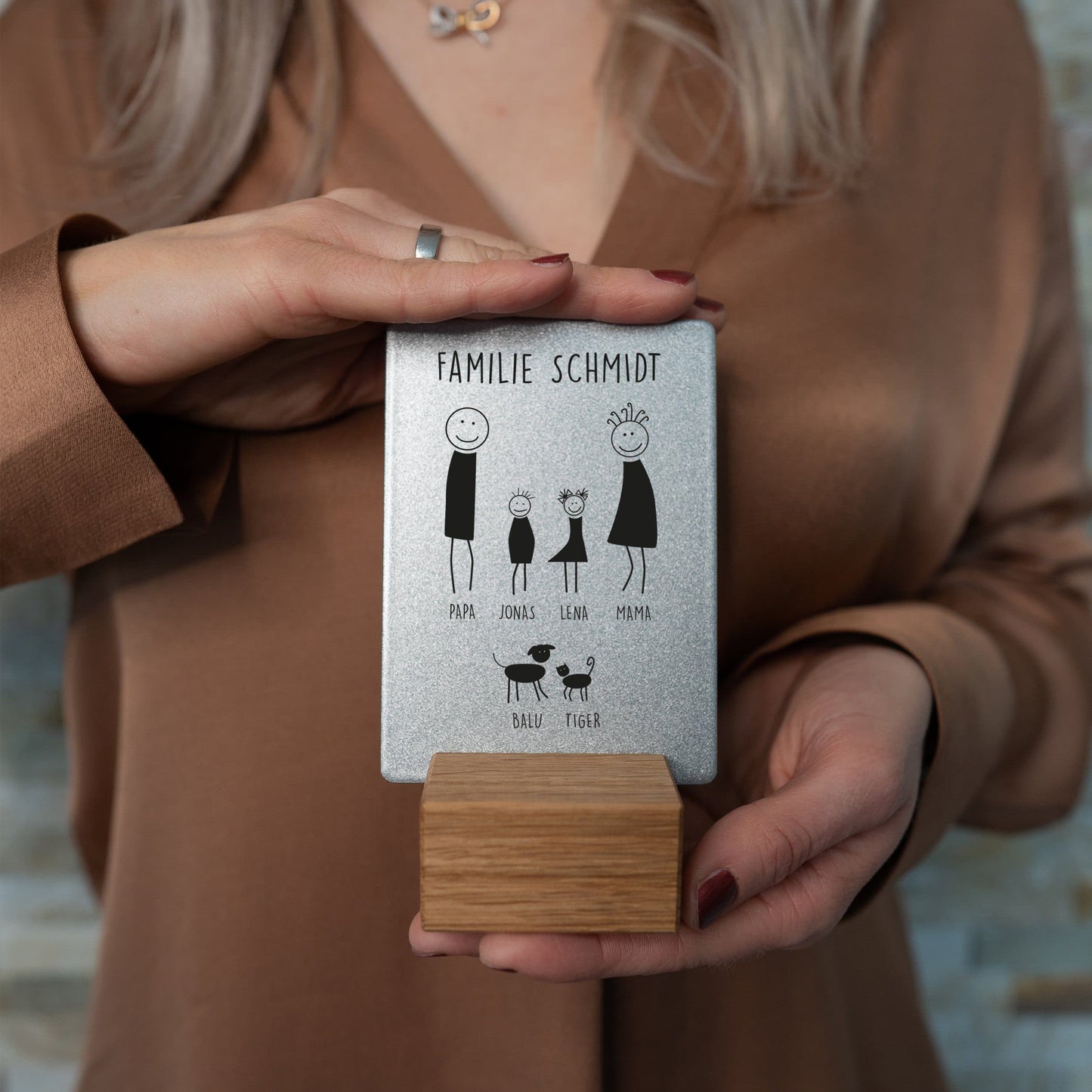 Little Message - Strichmännchen Familie "Mama, Papa, Hund & Katze mit Sohn & Tochter" Craftbrothers