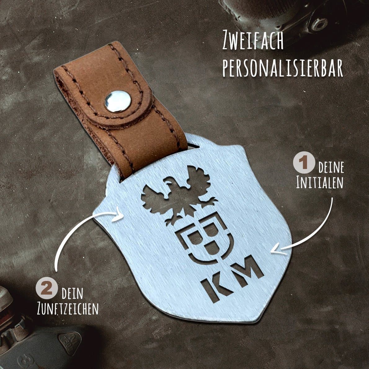 "Maler inkl. Adler" Personalisierbarer Laser-Schlüsselanhänger für Männer Craftbrothers