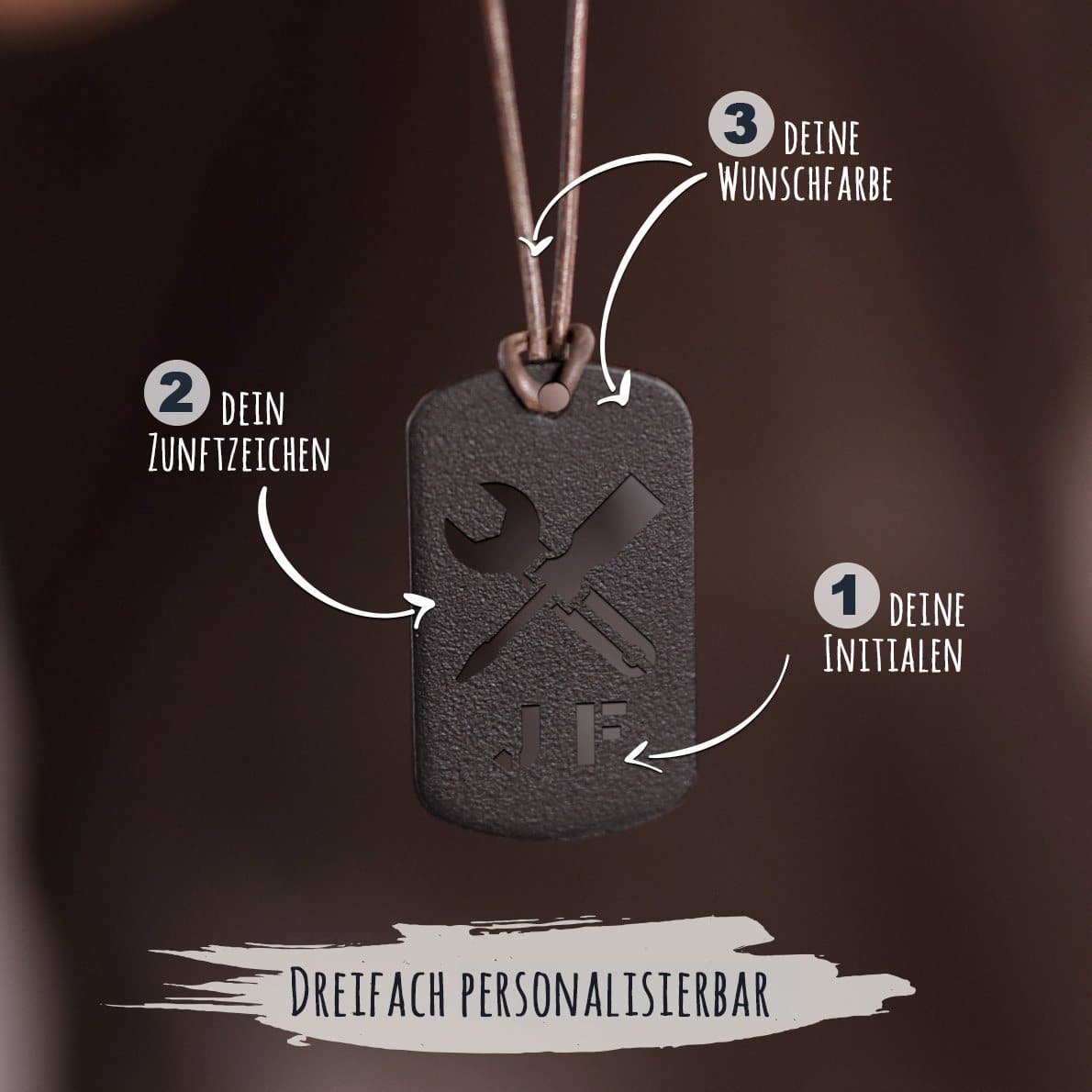 "Mechaniker" Personalisierbare Laser-Halskette für Männer Craftbrothers