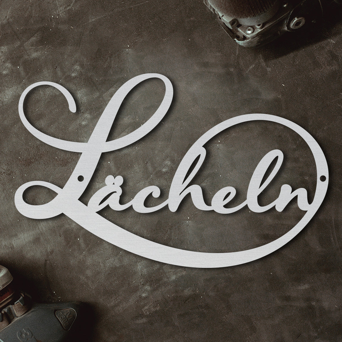 Motivationsspruch "Lächeln" aus edlem Stahl (personalisierbar) Craftbrothers