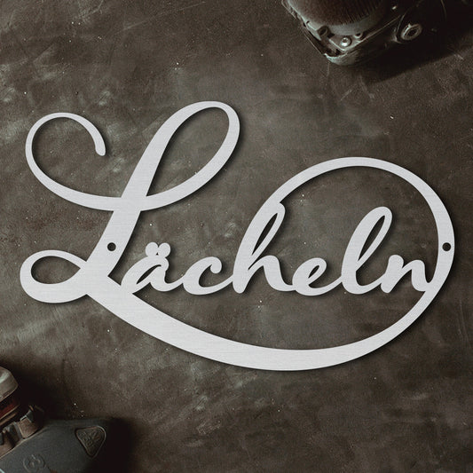 Motivationsspruch "Lächeln" aus edlem Stahl (personalisierbar) Craftbrothers