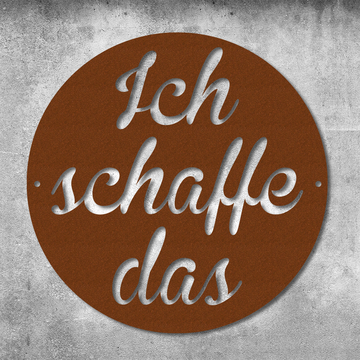Motivationsspruch rund "Ich schaffe das" aus edlem Stahl (personalisierbar) Craftbrothers