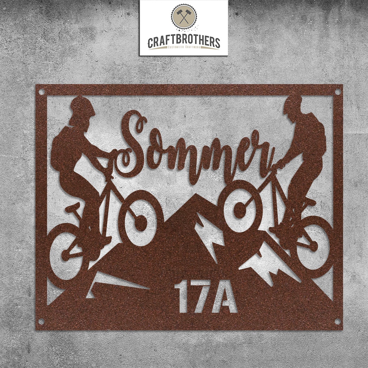 "Mountainbiker mit Wunschtext" aus edlem Stahl (personalisierbar) Craftbrothers