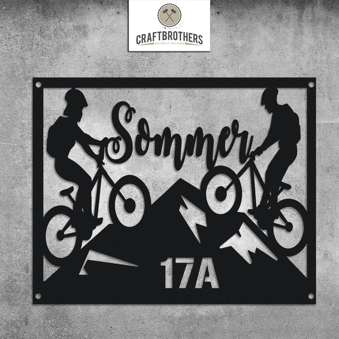 "Mountainbiker mit Wunschtext" aus edlem Stahl (personalisierbar) Craftbrothers