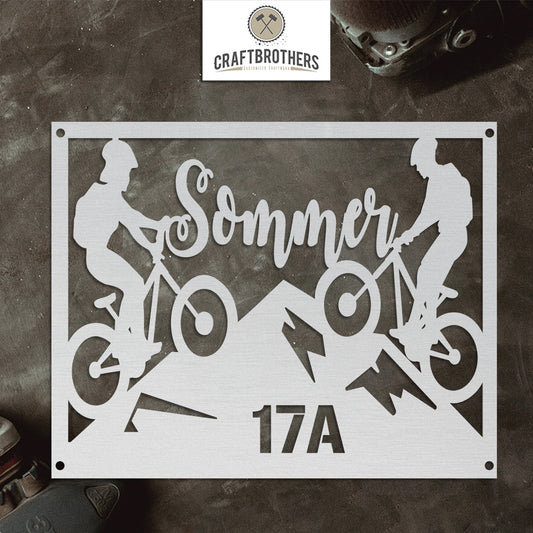 "Mountainbiker mit Wunschtext" aus edlem Stahl (personalisierbar) Craftbrothers