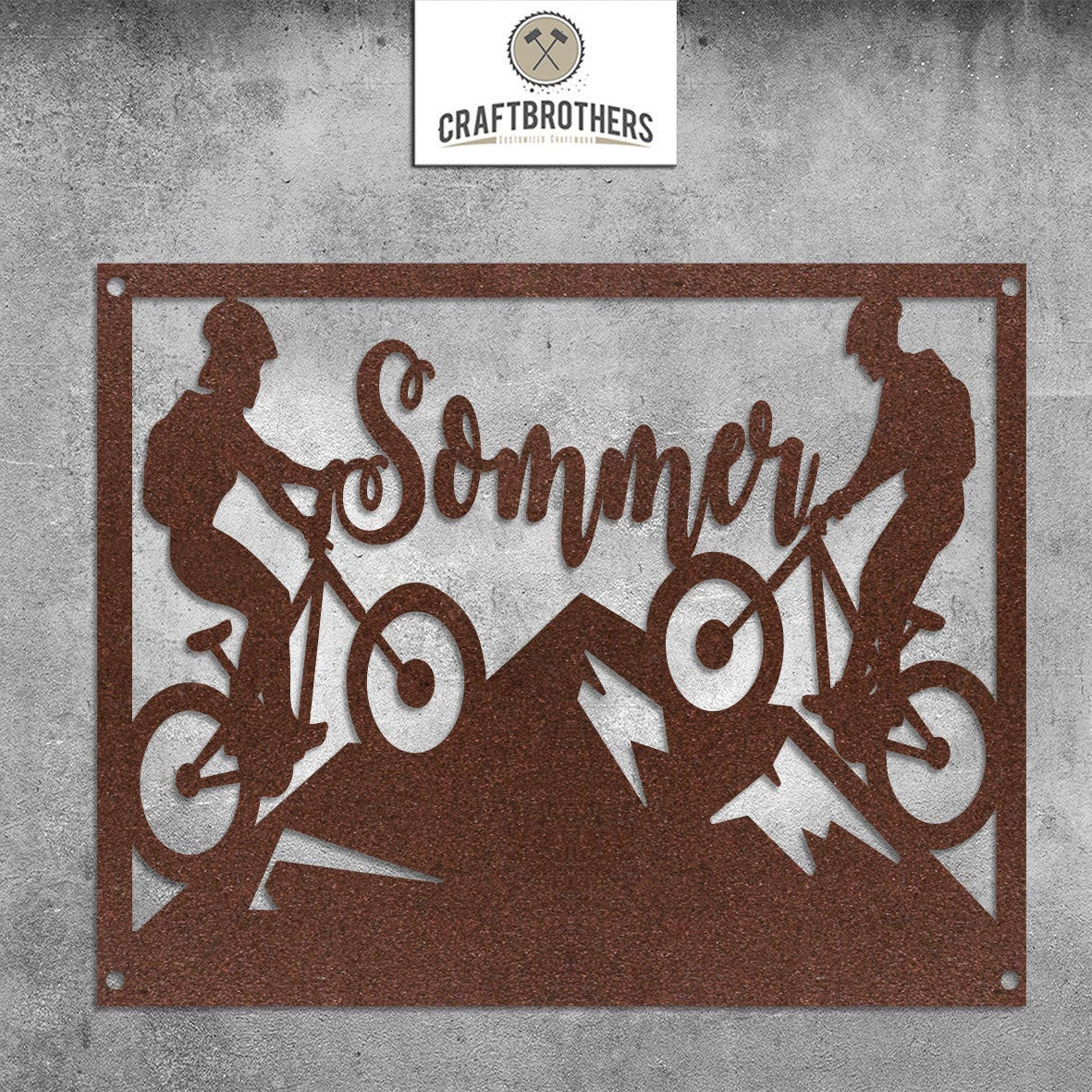 "Mountainbiker mit Wunschtext" aus edlem Stahl (personalisierbar) Craftbrothers