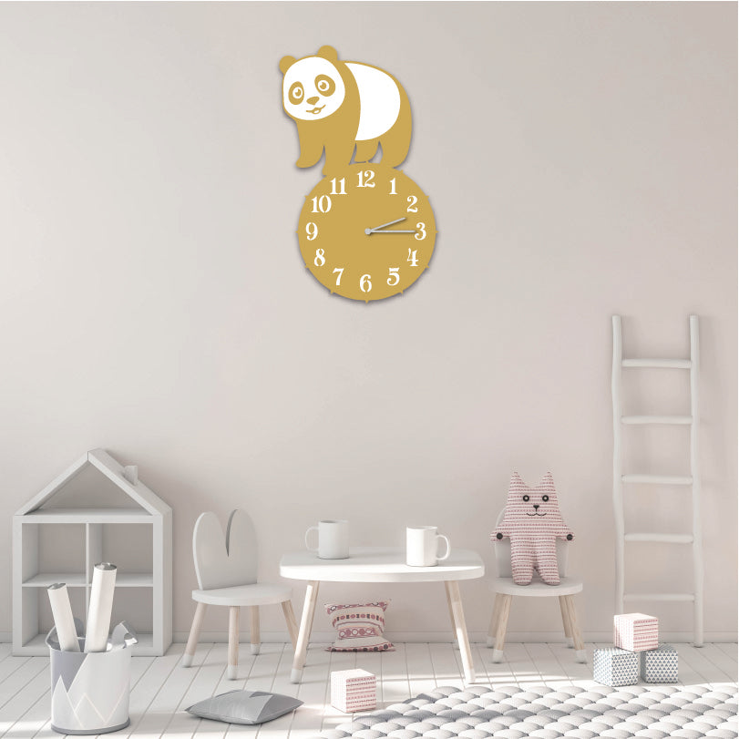 Wanduhr für Kinderzimmer "Panda" aus edlem Stahl Wanduhren Craftbrothers